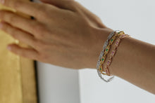 Load image into Gallery viewer, Three Color Gemstones Diamond Bracelet