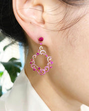 Load image into Gallery viewer, Ruby Pink Sapphire Diamond Earrings