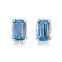 Load image into Gallery viewer, Aquamarine Diamond Halo Earrings