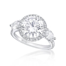 Load image into Gallery viewer, Three Stone Halo Diamond Ring