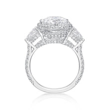 Load image into Gallery viewer, Three Stone Halo Diamond Ring