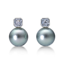 Load image into Gallery viewer, Grey Spinel Tahitian Pearl Earrings
