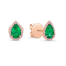 Load image into Gallery viewer, Pear Shape Emerald Pink Diamond Earrings
