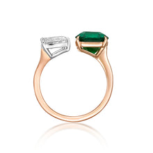Load image into Gallery viewer, Emerald Diamond Open Ring