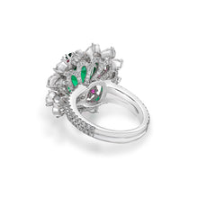Load image into Gallery viewer, Emerald Diamond Sapphire Ring