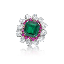 Load image into Gallery viewer, Emerald Diamond Sapphire Ring
