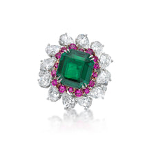 Load image into Gallery viewer, Emerald Diamond Sapphire Ring