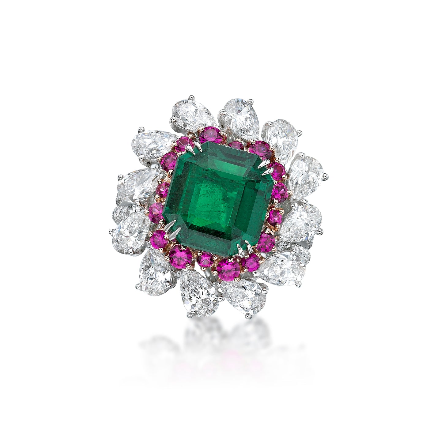 Emerald Diamond Sapphire Ring