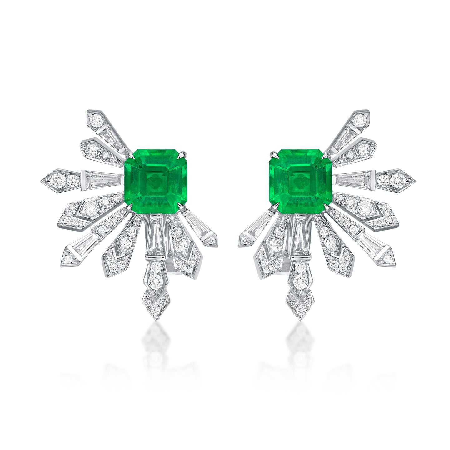 Interchangeable Emerald Diamond Earrings