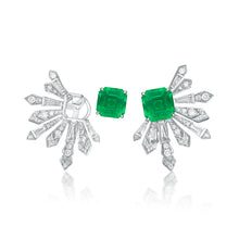 Load image into Gallery viewer, Interchangeable Emerald Diamond Earrings