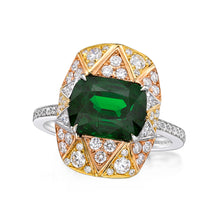 Load image into Gallery viewer, Tsavorite Garnet and Diamond Ring