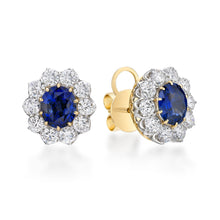 Load image into Gallery viewer, Sapphire Diamond Cluster Earrings
