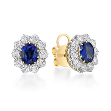 Load image into Gallery viewer, Sapphire Diamond Cluster Earrings