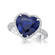 Load image into Gallery viewer, Blue Sapphire Diamond Halo Ring

