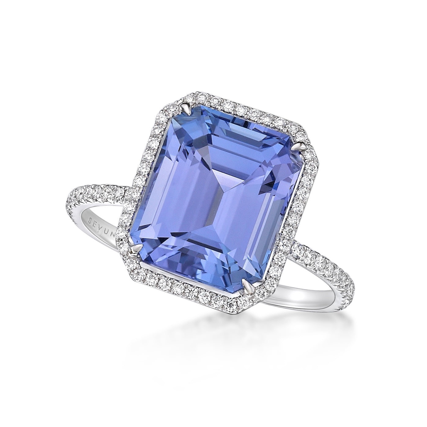 Violet Tanzanite Diamond Halo Ring