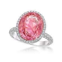 Load image into Gallery viewer, Padparadscha Halo Domed Ring