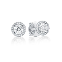 Load image into Gallery viewer, Round Diamond Halo Stud Earrings