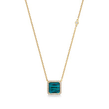Load image into Gallery viewer, Blue Tourmaline Diamond Halo Necklace
