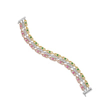 Load image into Gallery viewer, Three Color Gemstones Diamond Bracelet