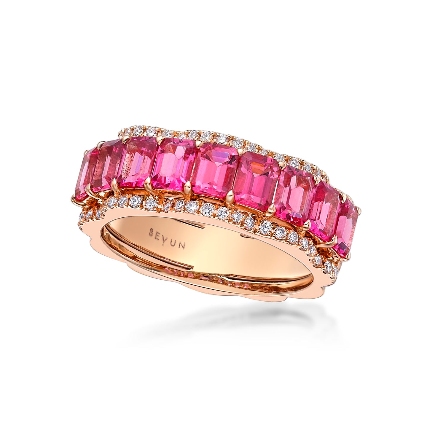 Pink Spinel Diamond Petal Ring