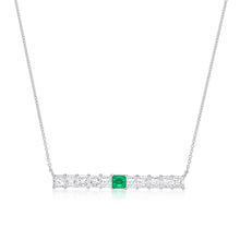 Load image into Gallery viewer, Diamond Emerald Bar Necklace