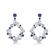 Load image into Gallery viewer, Blue Sapphire Diamond Earrings