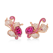Load image into Gallery viewer, Rubellite Tourmaline Diamond Earrings