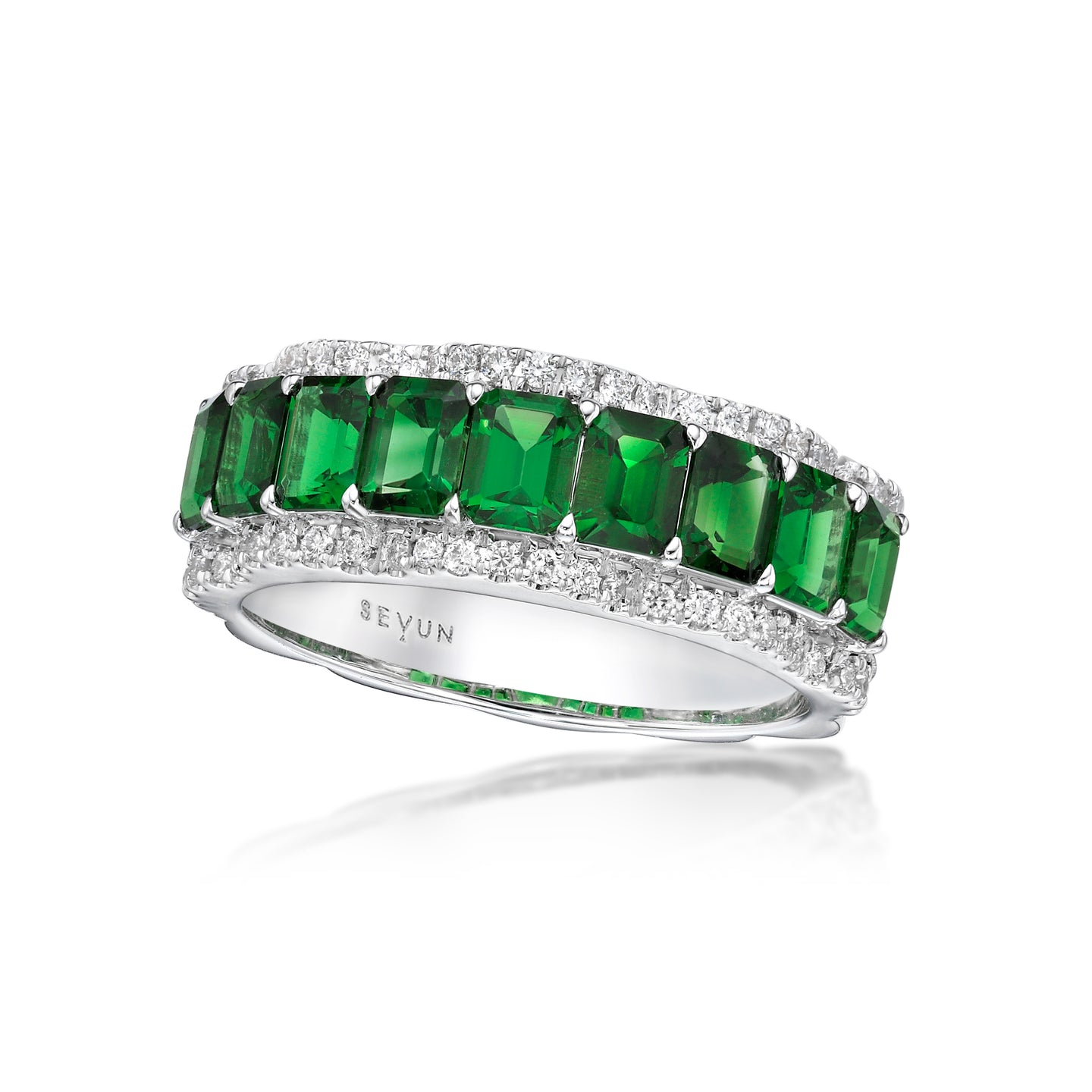 Green Tourmaline Diamond Petal Ring