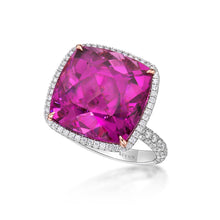Load image into Gallery viewer, Pink Tourmaline Diamond Halo Ring