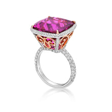 Load image into Gallery viewer, Pink Tourmaline Diamond Halo Ring
