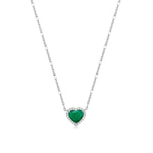 Load image into Gallery viewer, Heart Shape Emerald Diamond Halo Necklace
