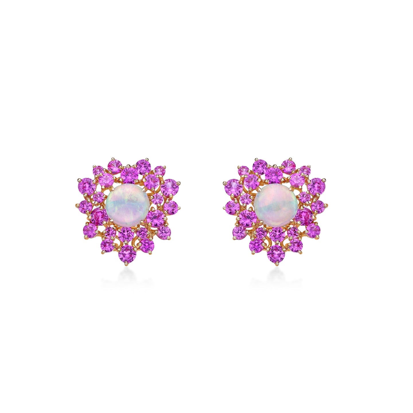 Pink Sapphire Opal Earrings