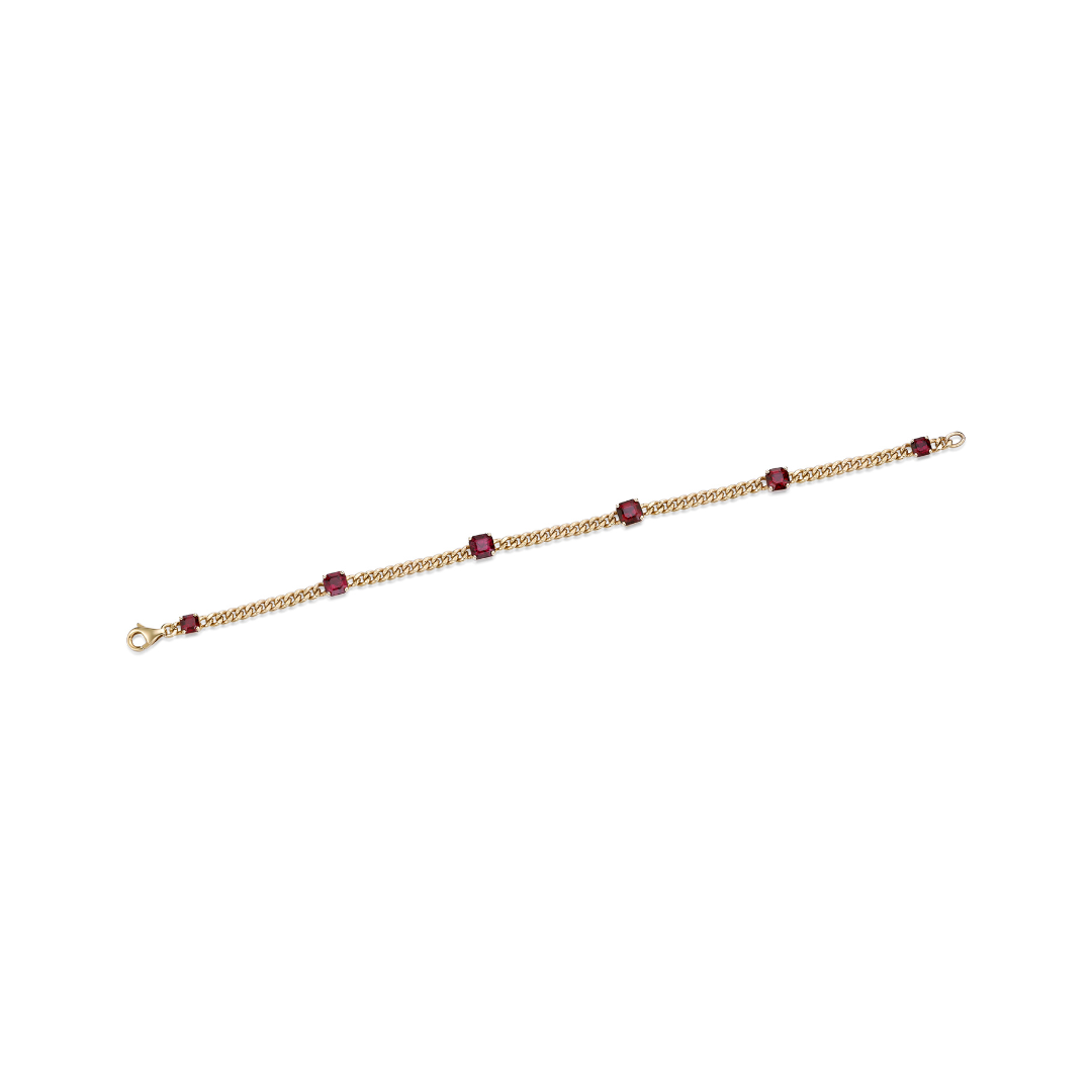 Red Spinel Chain Bracelet