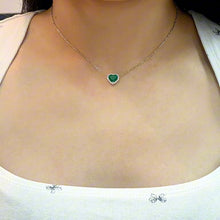 Load image into Gallery viewer, Heart Shape Emerald Diamond Halo Necklace
