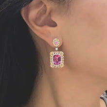 将图像加载到图库查看器中，Pink and Yellow Tourmaline Earrings
