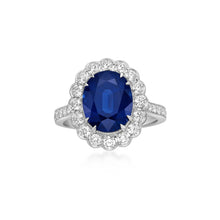 将图像加载到图库查看器中，Sapphire Diamond Halo Ring
