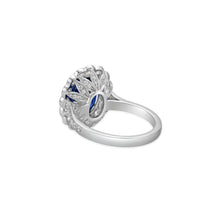 将图像加载到图库查看器中，Sapphire Diamond Halo Ring
