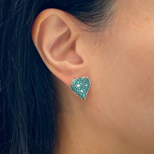 将图像加载到图库查看器中，Paraiba Diamond Petal Earrings
