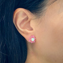 将图像加载到图库查看器中，Pink Sapphire Opal Earrings
