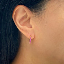 将图像加载到图库查看器中，Pink Sapphire Hoop Earrings
