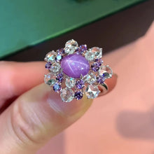 Load and play video in Gallery viewer, Lavender Star Sapphire Diamond Ring
