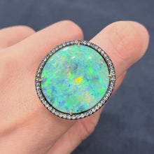 Load and play video in Gallery viewer, Boulder Opal Aquamarine Diamond Ring
