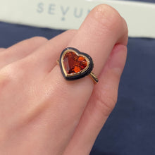 Load and play video in Gallery viewer, Heart Shape Spessartite Garnet Ceramics Ring
