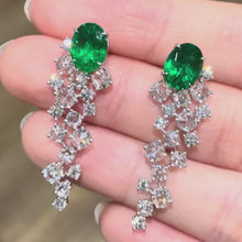 Load and play video in Gallery viewer, Oval Shape Emerald Diamond Earrings
