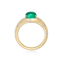 将图像加载到图库查看器中，Aura Eye Colombia Emerald Diamond Yellow Gold Ring
