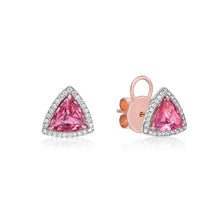 Load image into Gallery viewer, Padparascha Diamond Halo Earrings
