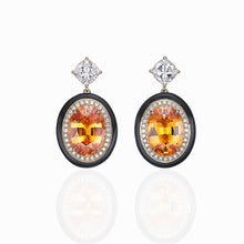 Load image into Gallery viewer, Spessartite Garnet Ceramics Diamond Earrings
