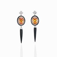 Load image into Gallery viewer, Spessartite Garnet Ceramics Diamond Earrings
