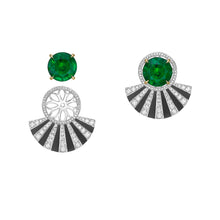 Load image into Gallery viewer, Ceramics Diamond Jacket with Emerald Studs
