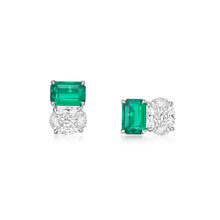 Load image into Gallery viewer, Emerald Diamond Earrings
